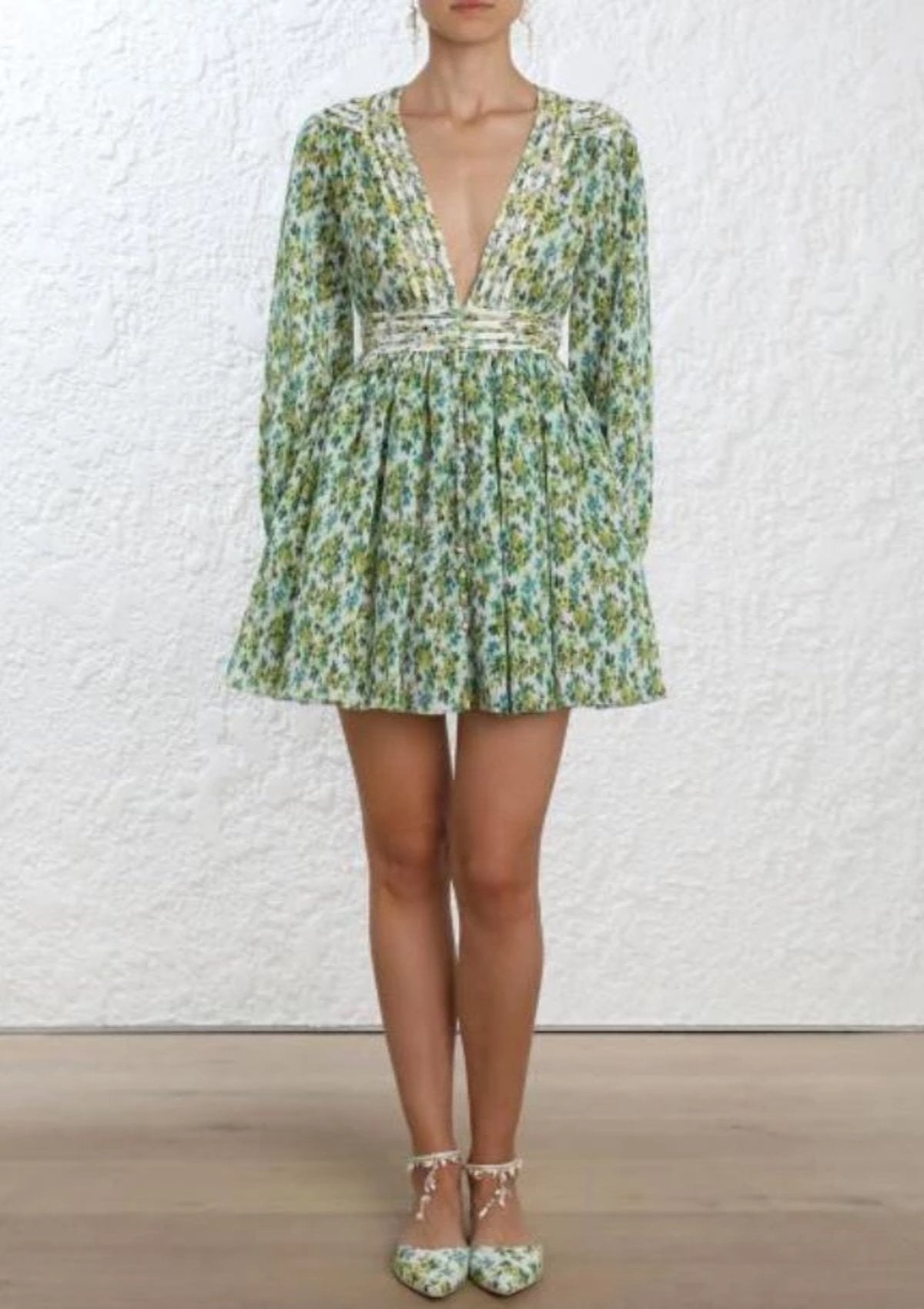 Golden Plisse Mini Dress