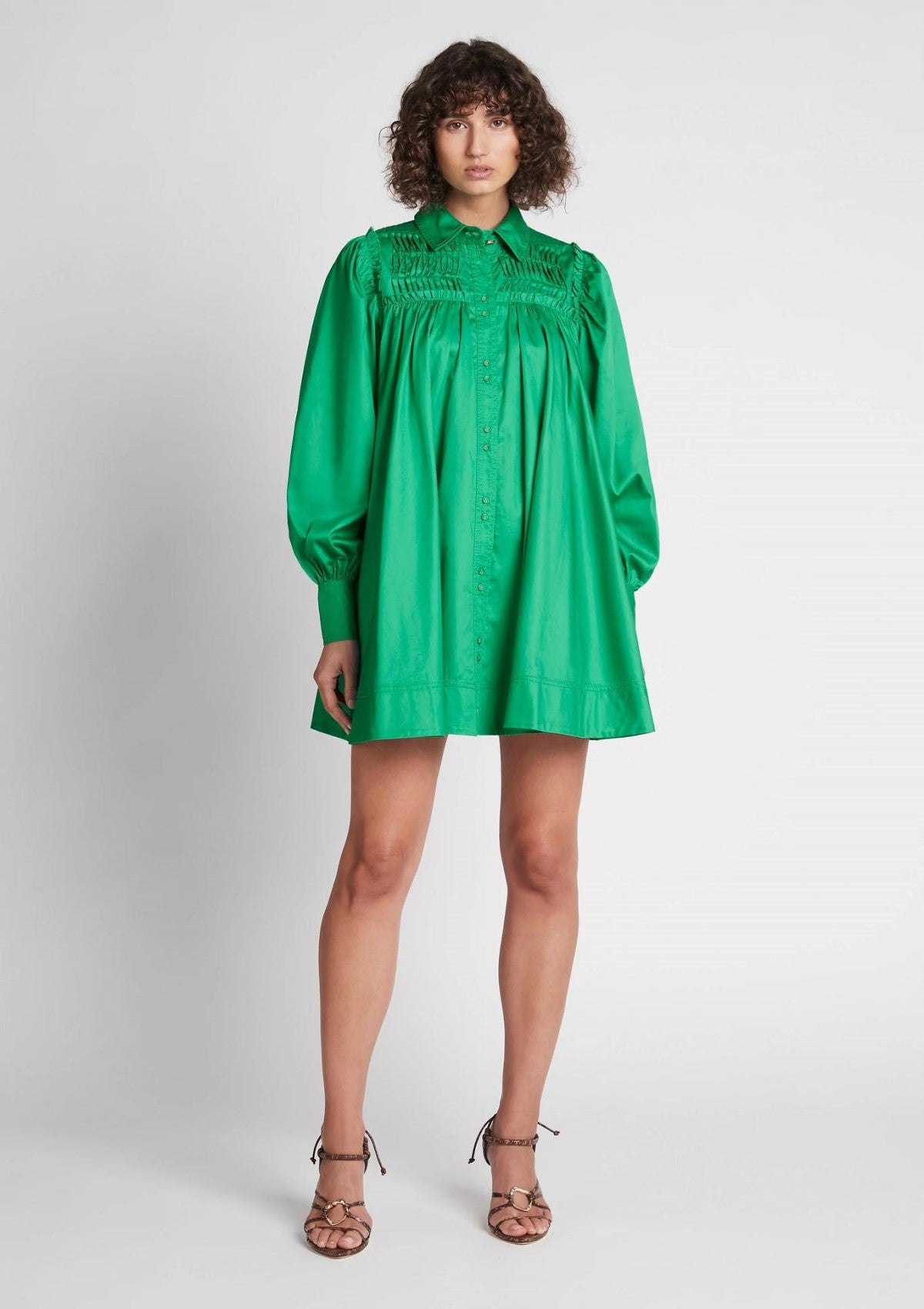 Tidal Tucked Smock Mini Dress