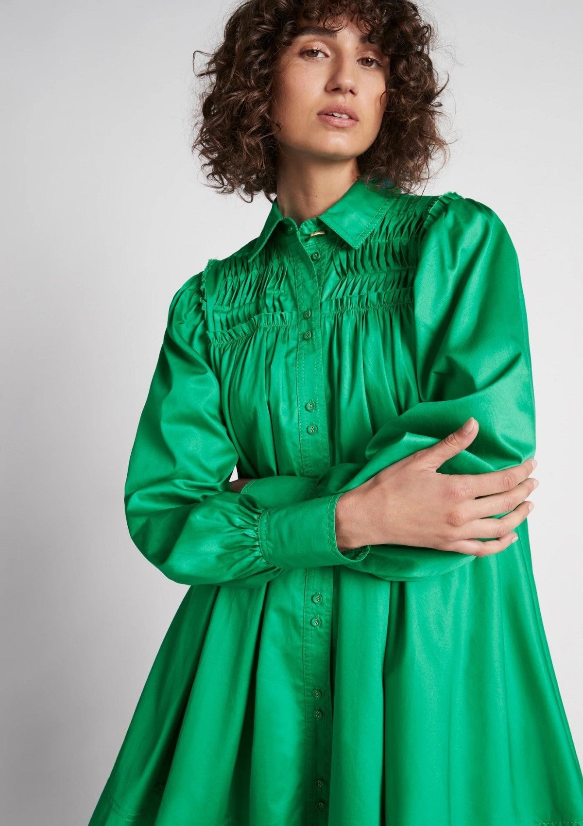 Tidal Tucked Smock Mini Dress