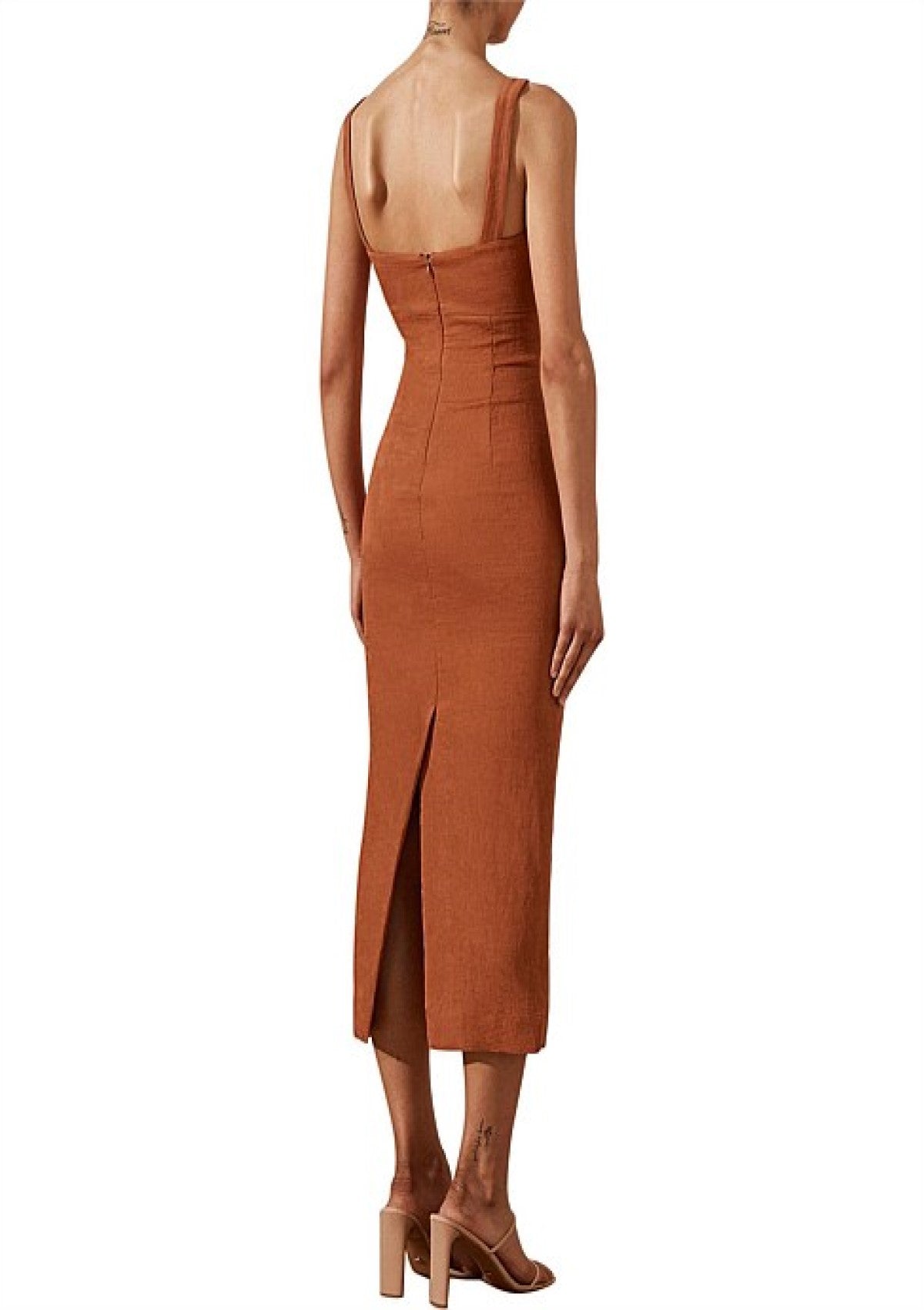 Simone Fitted Cut Out Midi Dress Clay