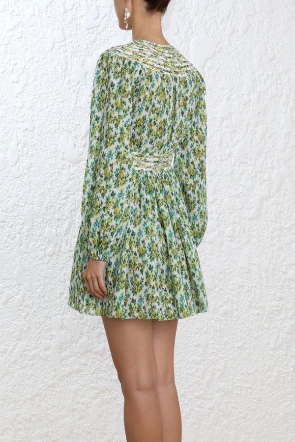 Golden Plisse Mini Dress